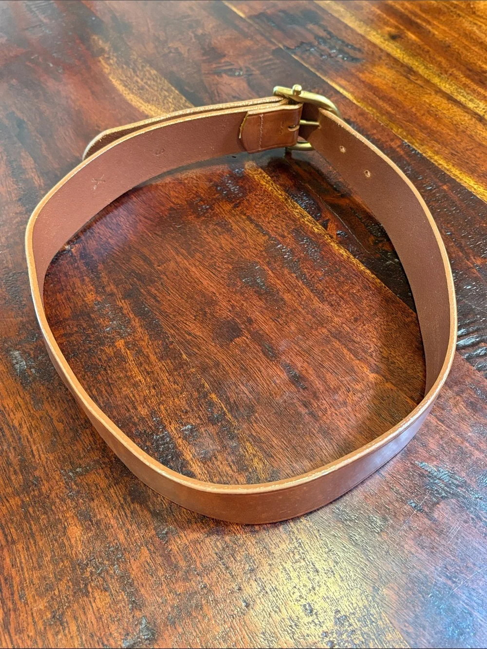 Vintage Ralph Lauren Saddlers Brown Leather Belt with Brass Buckle size Small